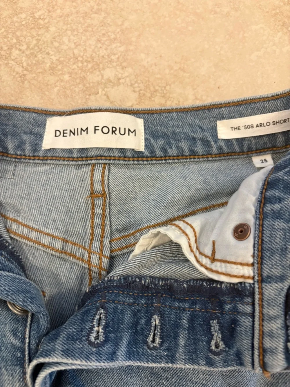 Denim Forum Light Blue Raw-Hem High-Rise Jean Shorts - Picture 2 of 2